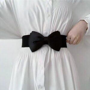 NEW Bow Elastic Waistband Snap Button Belt, One Size